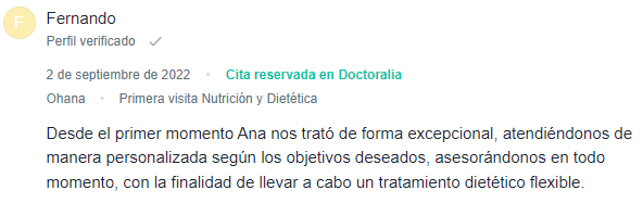 Opiniones nutricionista Ana Rosa